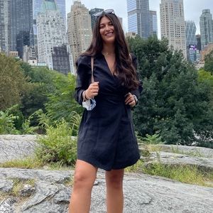 Zara Black Wrap Dress w Pocket, Size XL